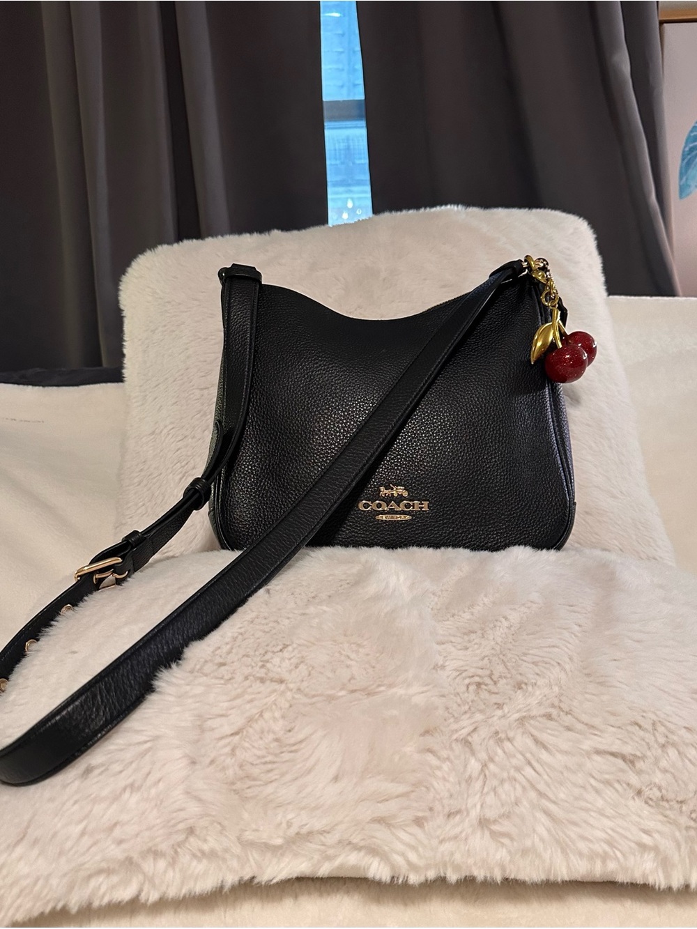 Coach Black Pebbled Leather Ellie File Crossbody Bag
